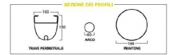 Gazebo con PVC cm 405x405 Cicogna Ambra Leggero verniciato piantone mm 194