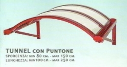 Pensilina in alluminio Mod. Tunnel Tirante 160x140 cm