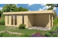 Casetta in legno Oriente5 con tettoia cm 450x300
