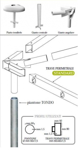 Gazebo 300x300 con PVC Airone Basic zincato